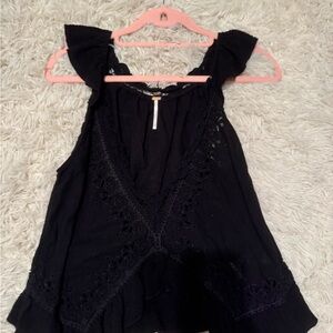 Free People Black Lace Tank Top